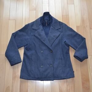 Woolrich Pea Coat Gray Wool Coat Jacket Size Large